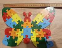Kolorowe drewniane puzzle motyl