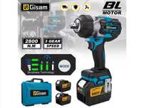 Gisam 2800Nm bezszczotkowy klucz udarowy 1/2 2x bateria 8Ah JAK MAKITA