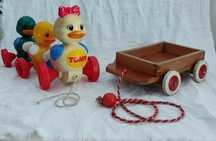 tomy/heros - Brinquedo Pull ducks 1995/Pull wood 1952 vintage