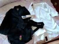 Кимано куртка с поясом взрослая белая и черная