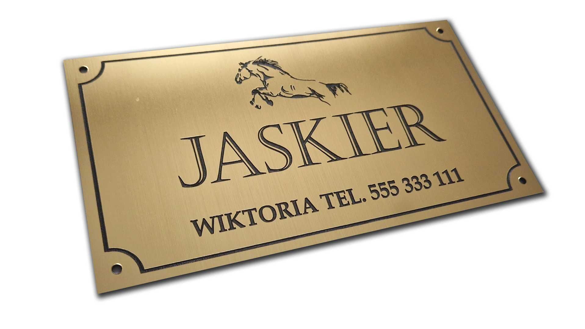 Tabliczka na boks grawerowana personalizacja laminat grawerski 20x11cm