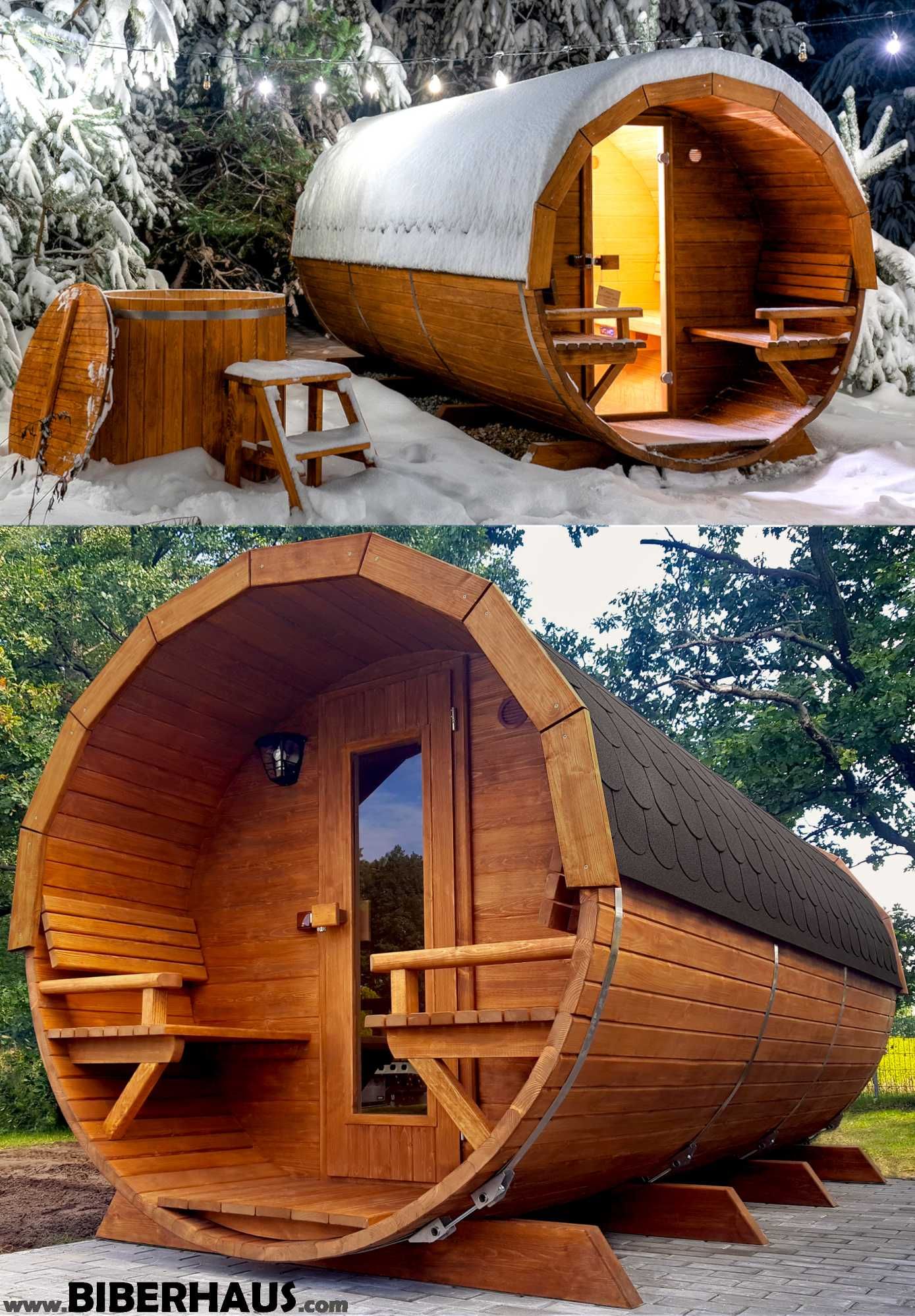 SAUNA Ogrodowa 400 cm + PRZEDSIONEK zew +GRATIS Beczka 500L +Akcesoria