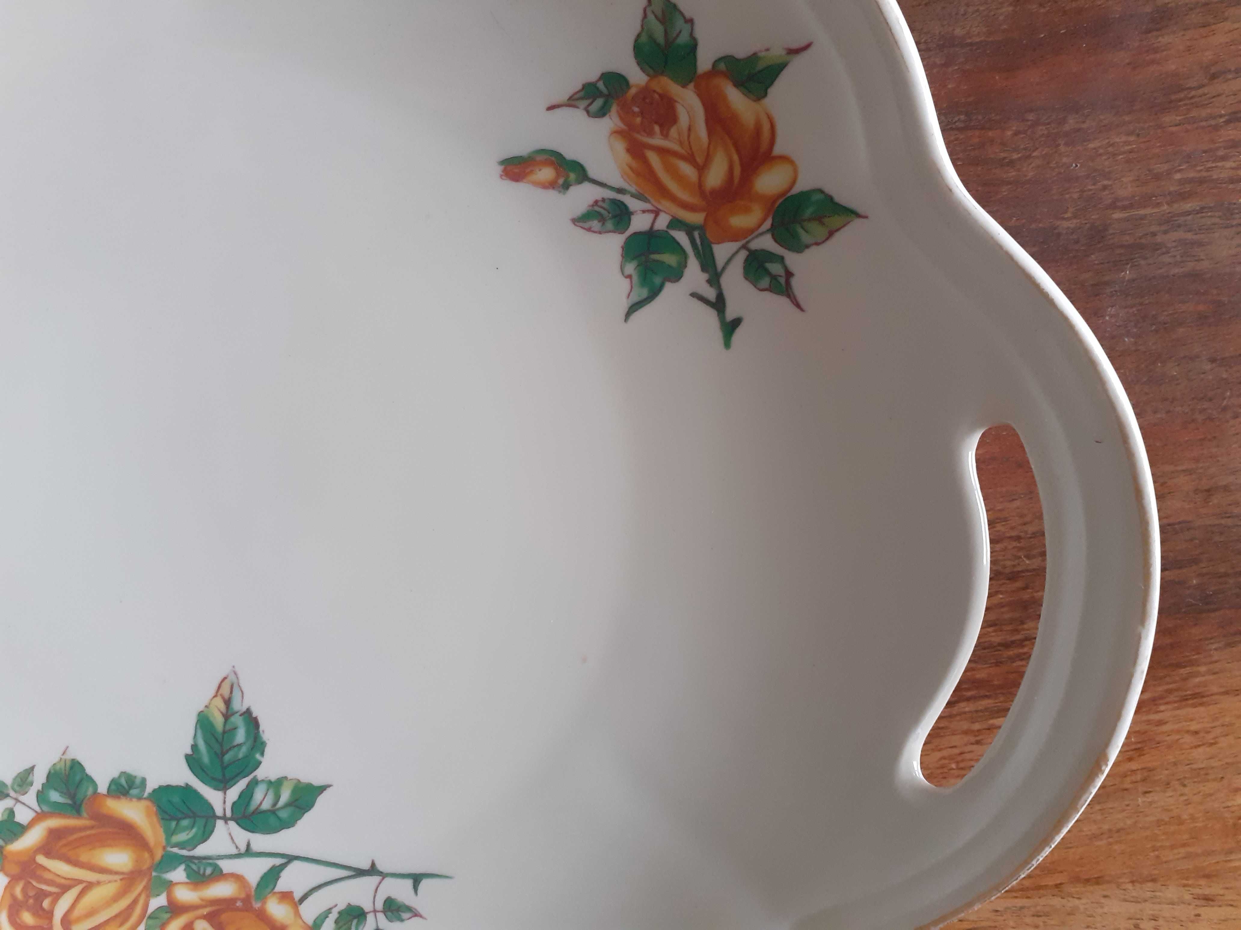 Patera z uszkami stara porcelana kość słoniowa Chodzież prl vintage