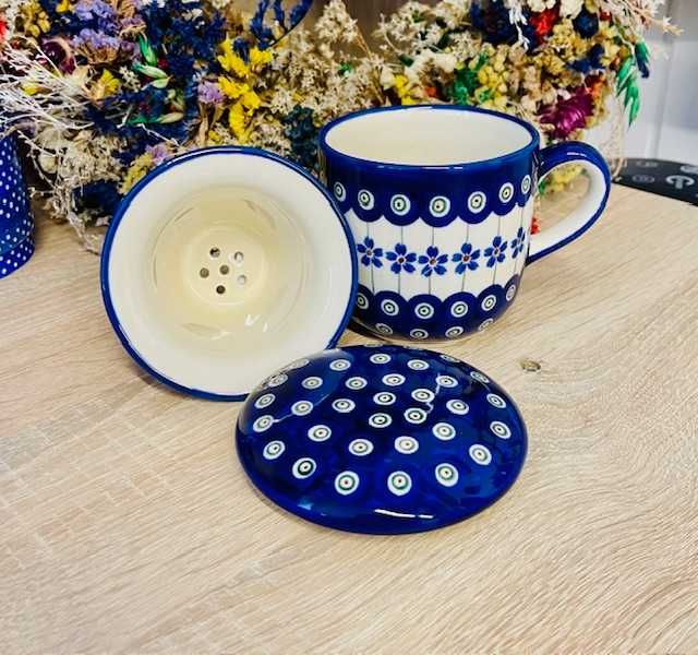 Ceramika Bolesławiec. Kubek z zaparzaczem 166A (20587)