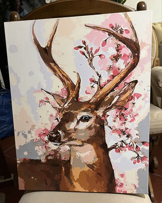 Obraz jeleń farby olejne bez rany na płótnie