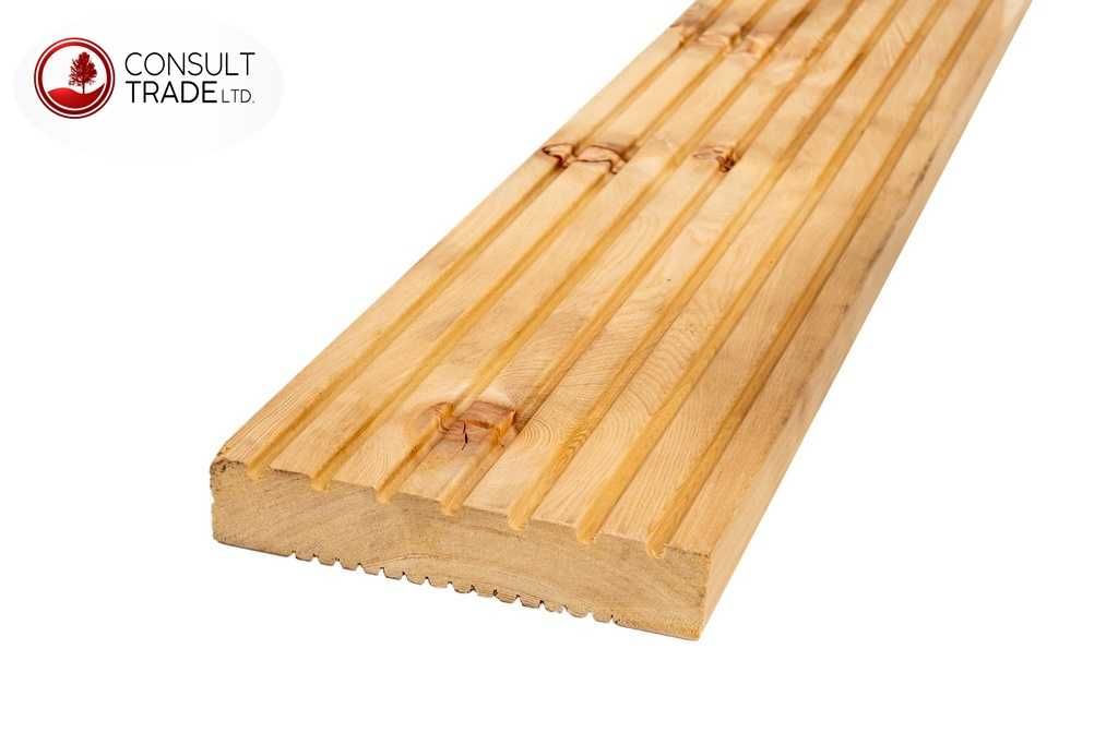 Deska Tarasowa Ryflowana Modrzew Syberyjski 27x142x6000 AB
