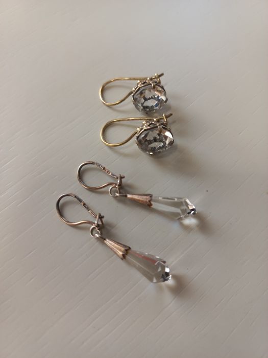 Серьги серебро 875проба горный хрусталь