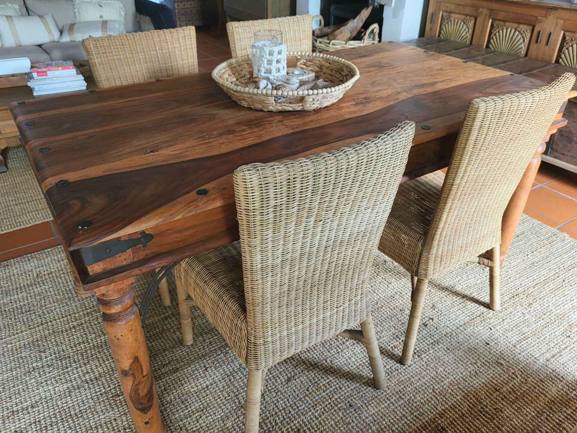 mesa, refeições, secretaria, indiano, oriental, rustico