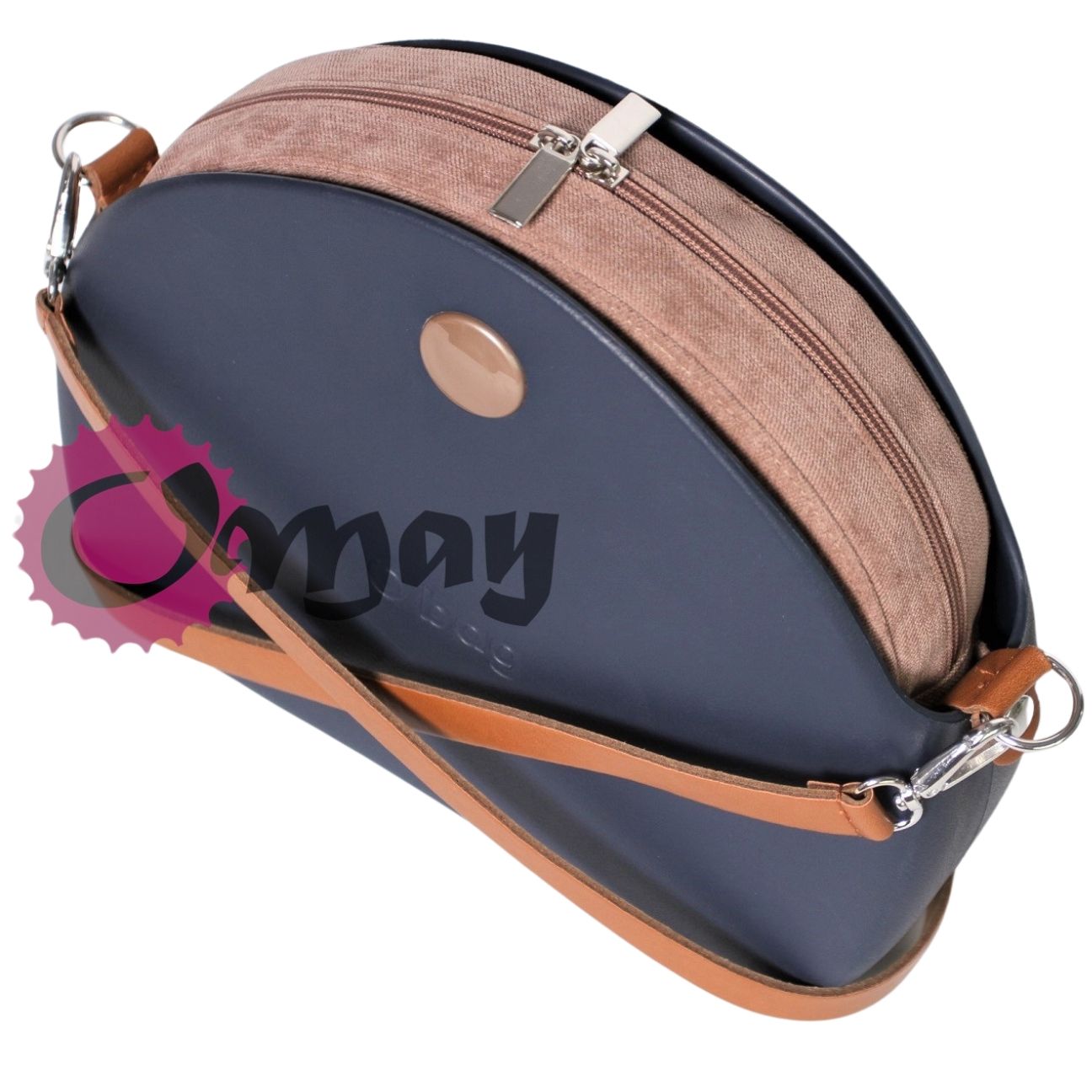 organizer OBAG MOON LIGHT welur karmelowy piasek 2kieszenie wkład OMAY