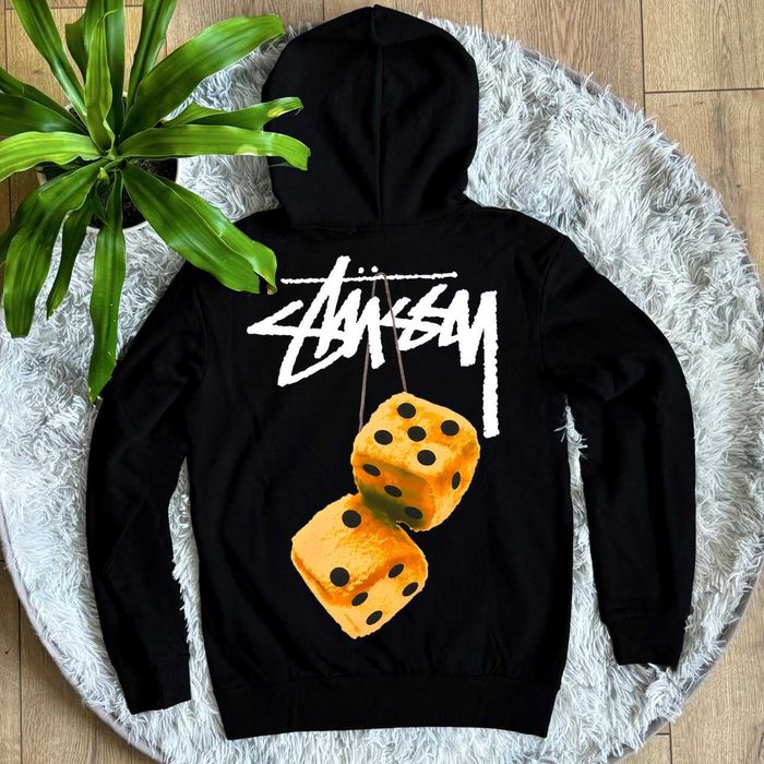 Stussy Стусси Худи мужское черное Yellow Fuzzy Dice // XS S M L XL XXL