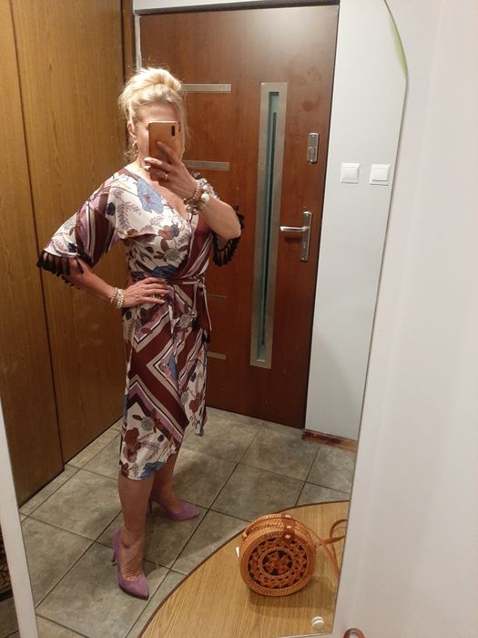 Sukienka Mohito, rozm.XXS/XS/S, frędzle, pompony