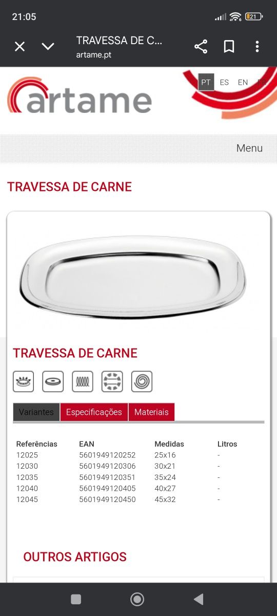 Conjunto travessas artame