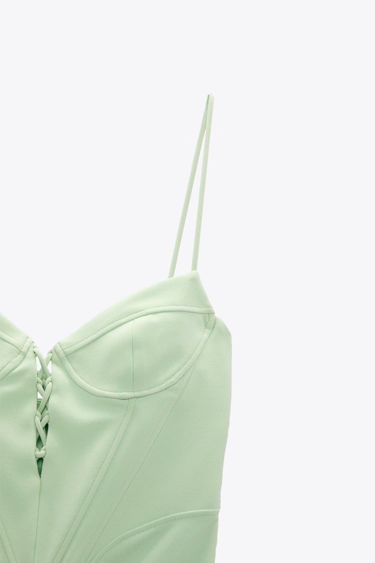 Nowa z metką sukienka Zara miętowa gorsetowa 36 S mięta zielona