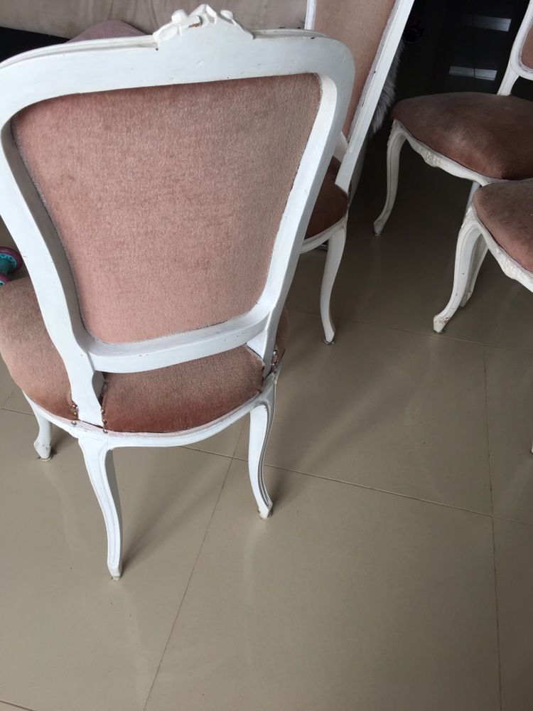 4 krzesła ludwiki orginalne białe antyk glamour