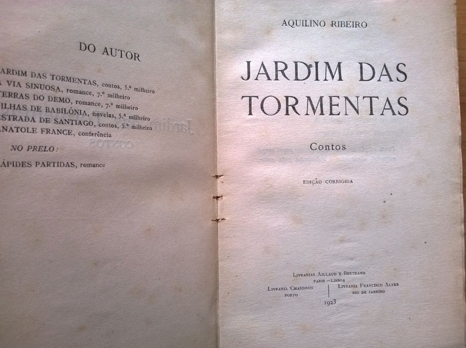 Jardim das Tormentas (de 1923) - Aquilino Ribeiro