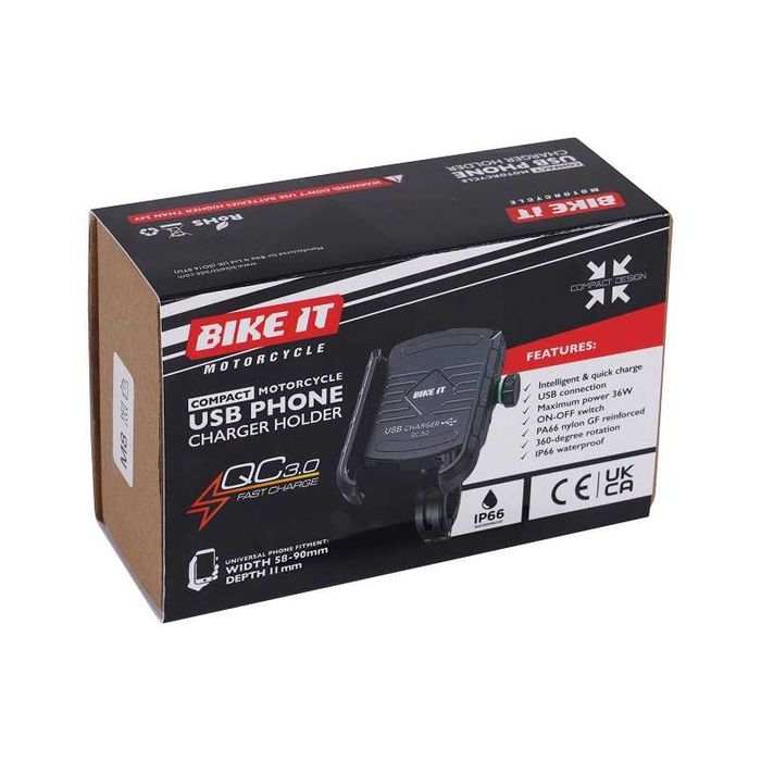 Suporte telemóvel com carregador rápido smartphone mota moto