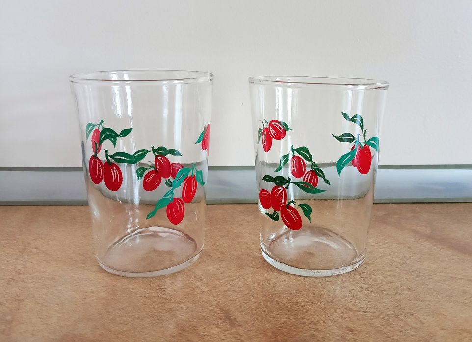 Dwie szklanki kolorowe szkło PRL