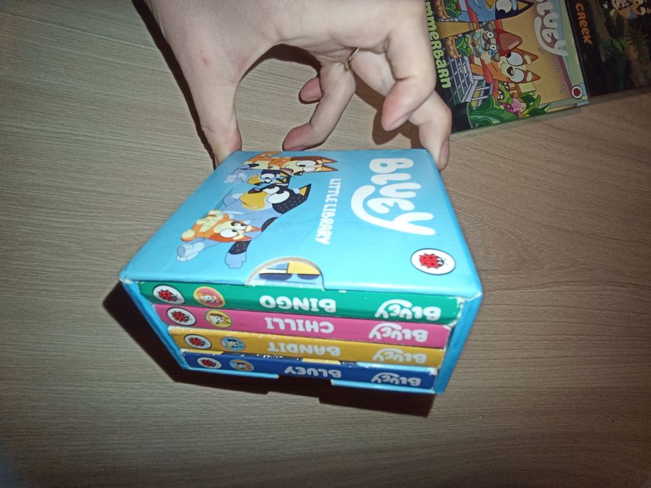 Bluey książki + puzzle + bańki