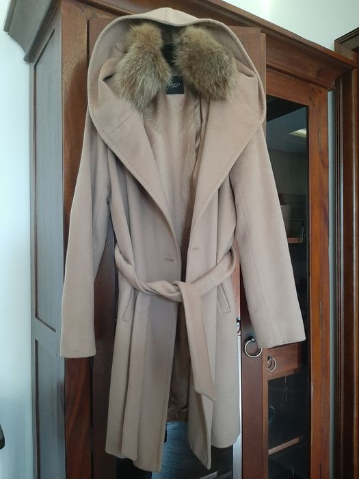 Max Mara Weekend wełniany bezowy płaszcz