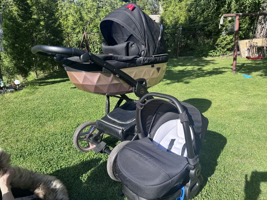 Wozek Diamond Junama + fotelik + baza isofix + spiwory