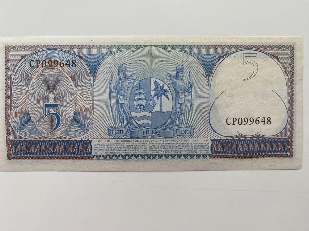 Banknot Surinam - 5 Gulden 1963r UNC