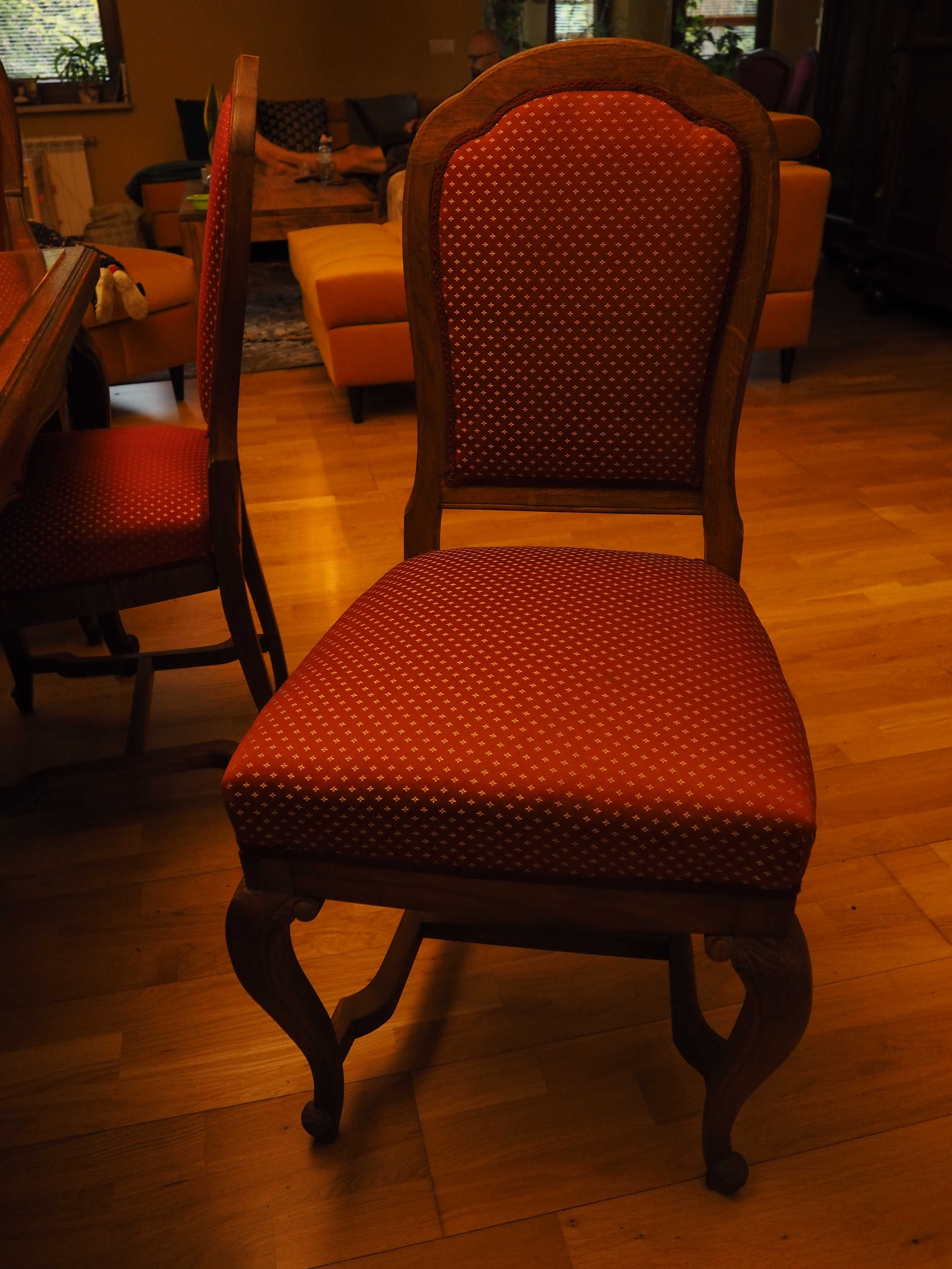 Stół dębowy  neorokokowy z kompletem 10 szt krzeseł, antyk, rokoko