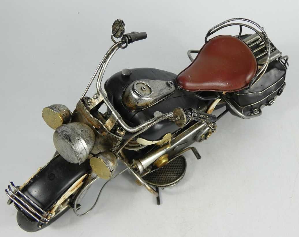 Metalowy czarny MOTOR retro pojazd 34 cm motocykl
