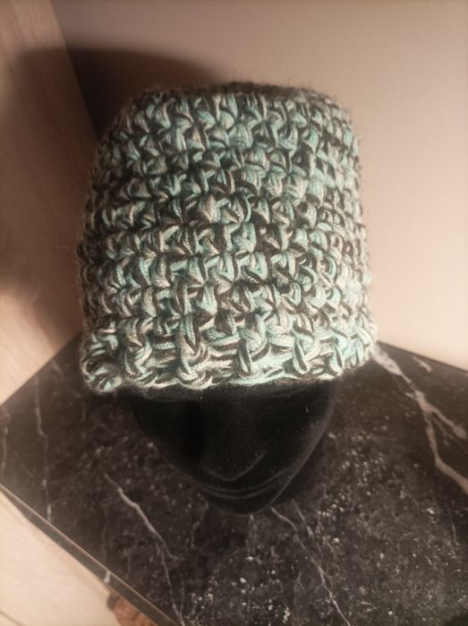 Czapka i mitenki hand made czekolada i mięta