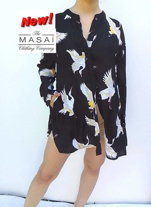 Masai NOWA długa swobodna koszula oversize 100% wiskoza S M L 38 40