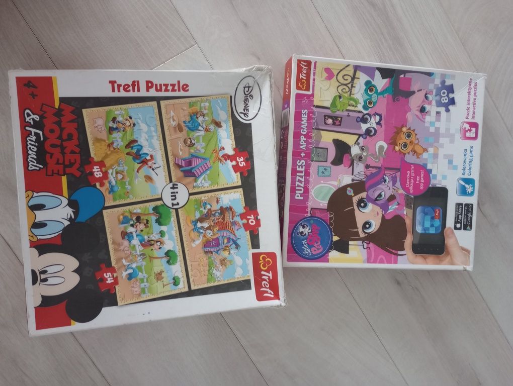 Zestaw puzzli  gra ,quiz puzzle bing , kaczor Donald, Kubuś Puchatek,