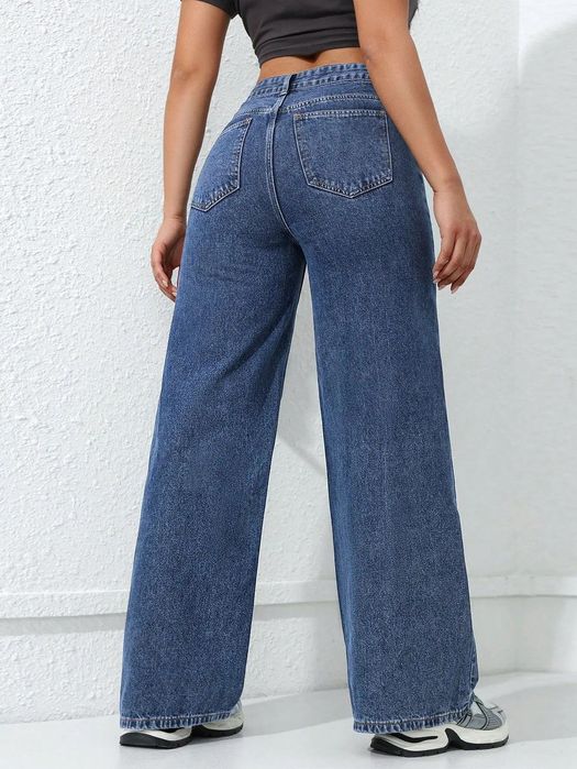 Джинсы женские wide leg палаццо синие размер м широкие