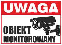 tabliczka obiekt monitorowany, tabliczka monitoring 30x22cm PCV 4mm