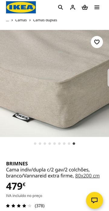 Cama 80x200cm individual ou dupla com 2 gavetões