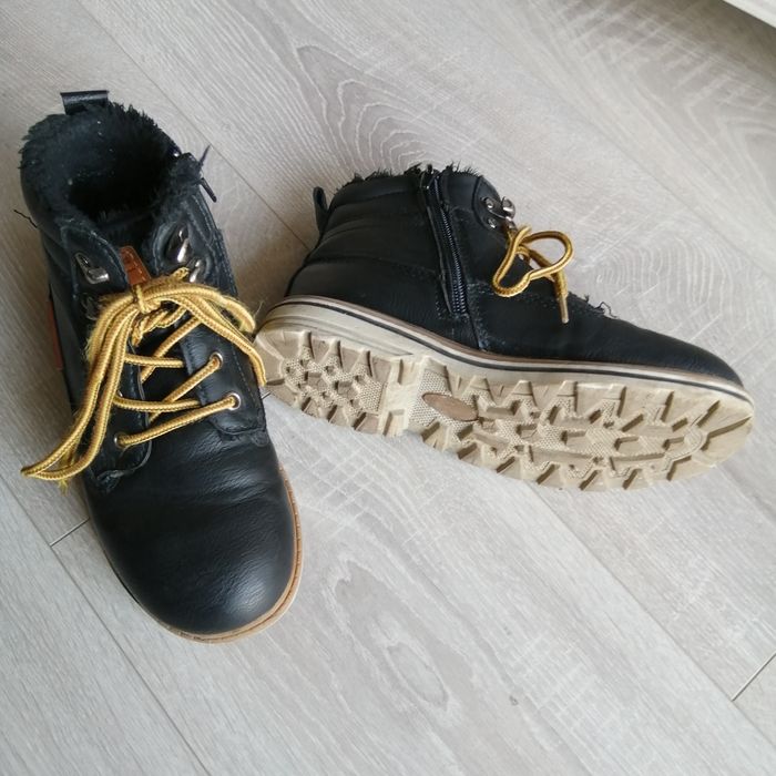 Chłopięce buty zimowe skórzane COOLCLUB, rozm. 32, czarne