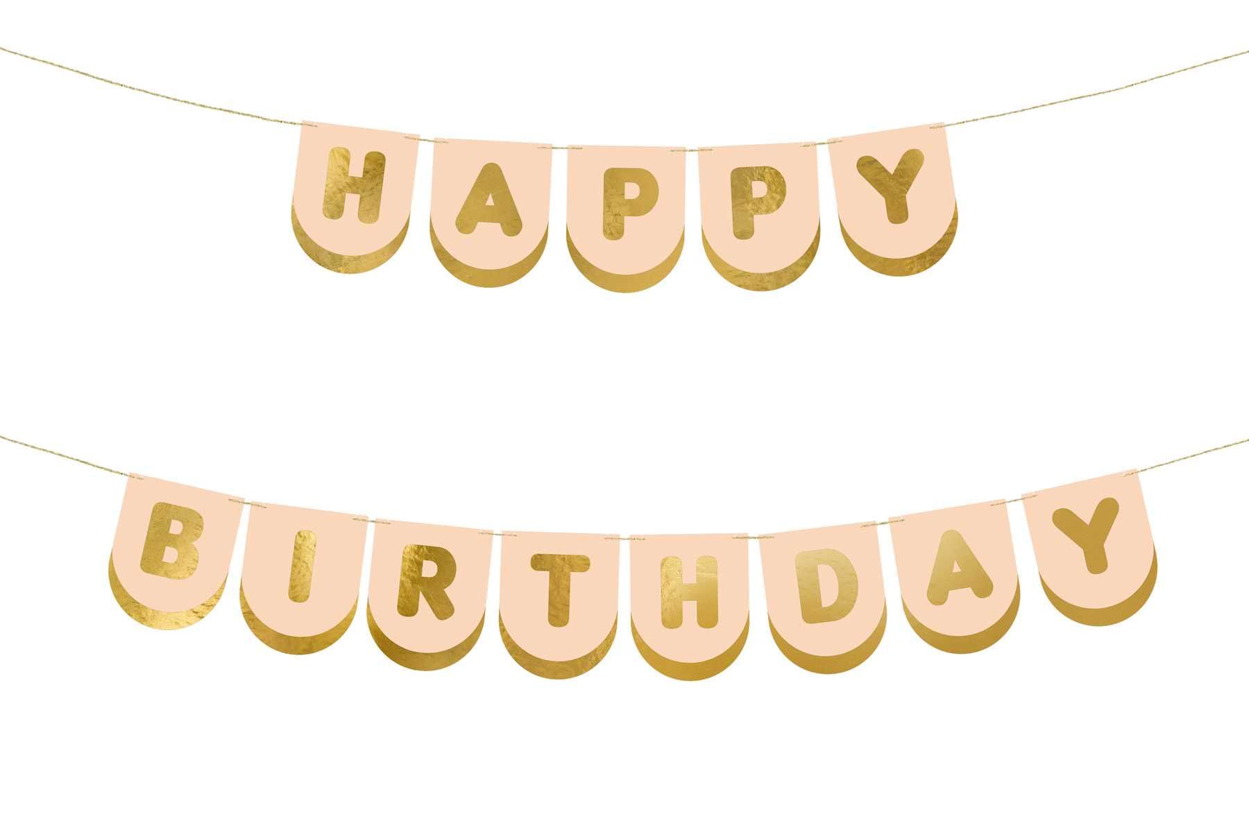 Baner happy birthday "Konie" 150cm RÓŻOWY JASNY ZE ZŁOTYM