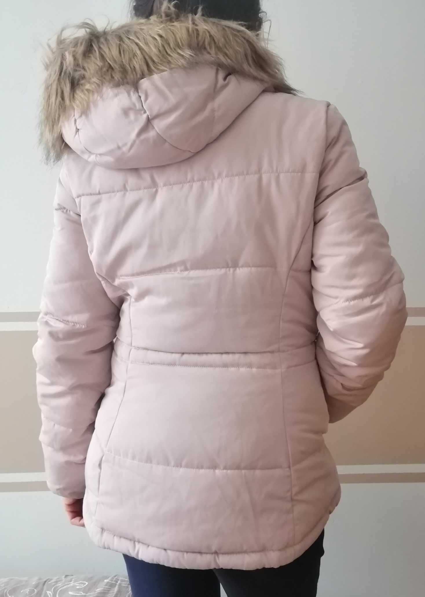 NOWA Kurtka H&M 34 XS 36 S pudrowy róż damska zimowa