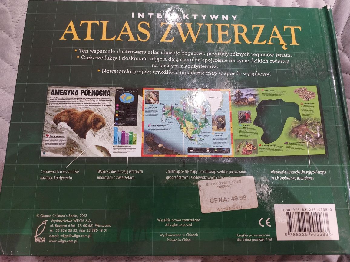Książki interaktywny atlas świata i zwierząt