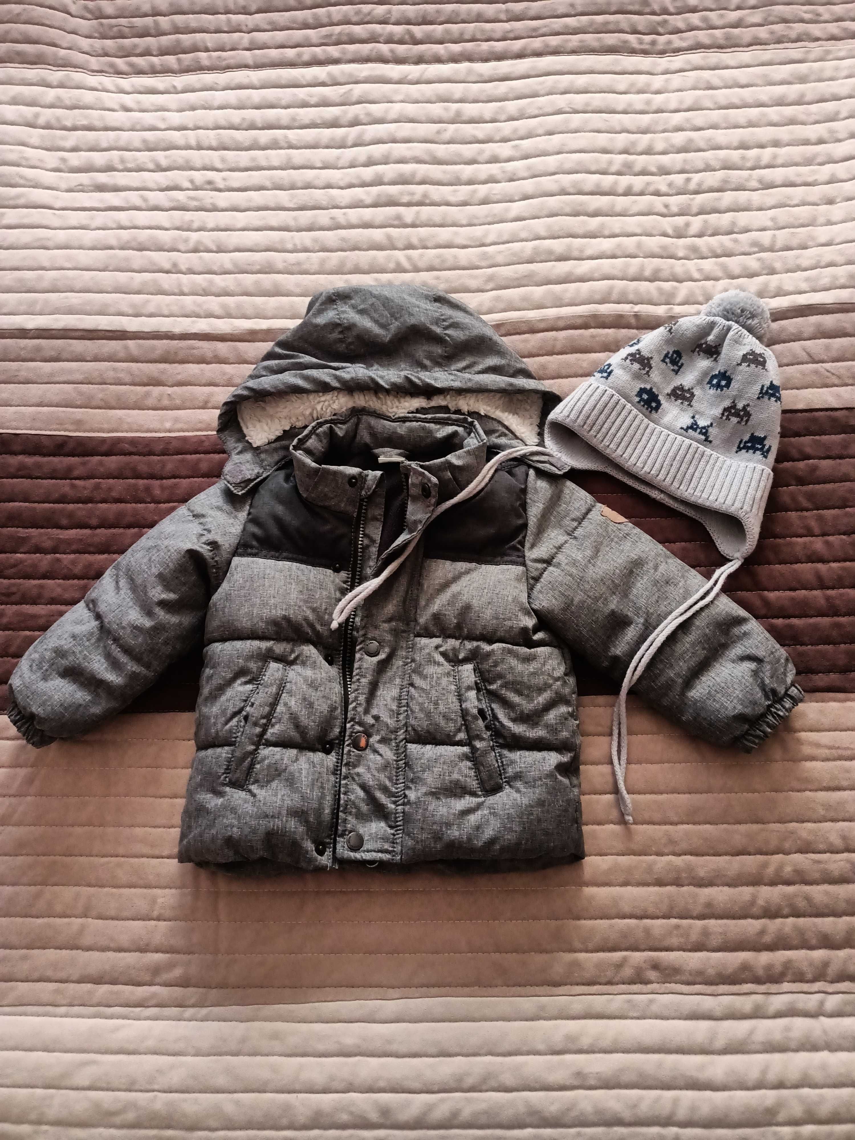 Зимняя куртка H&M 86 рост + шапка 46-48 об. + варюшки
