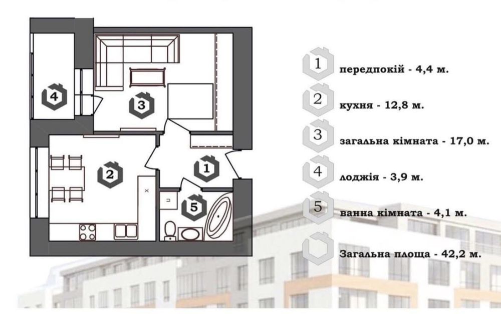 Терміновий продаж! Готова однокімнатна квартира в зданому будинку