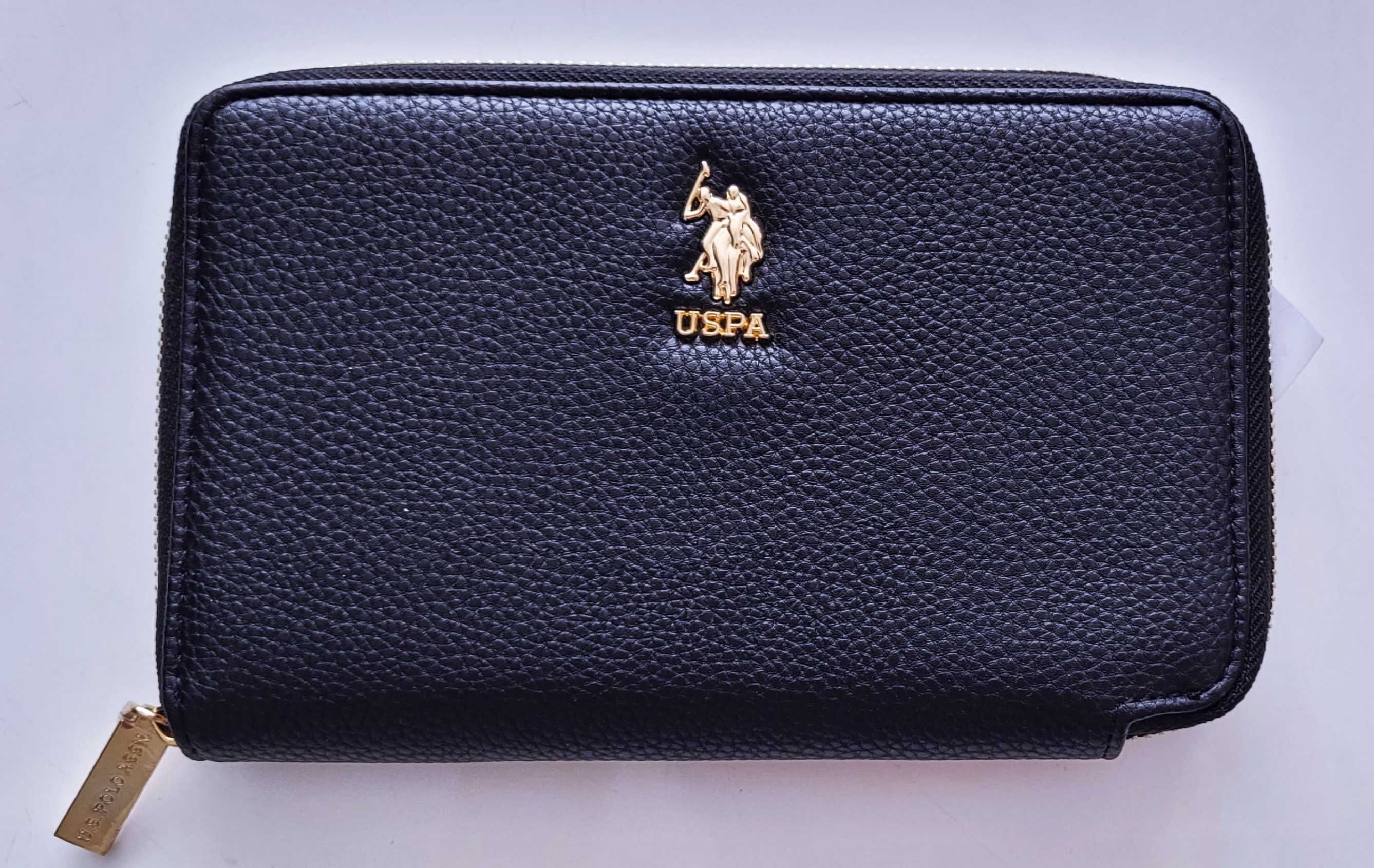 Nowy oryginalny czarny skórzany portfel Polo Assn.