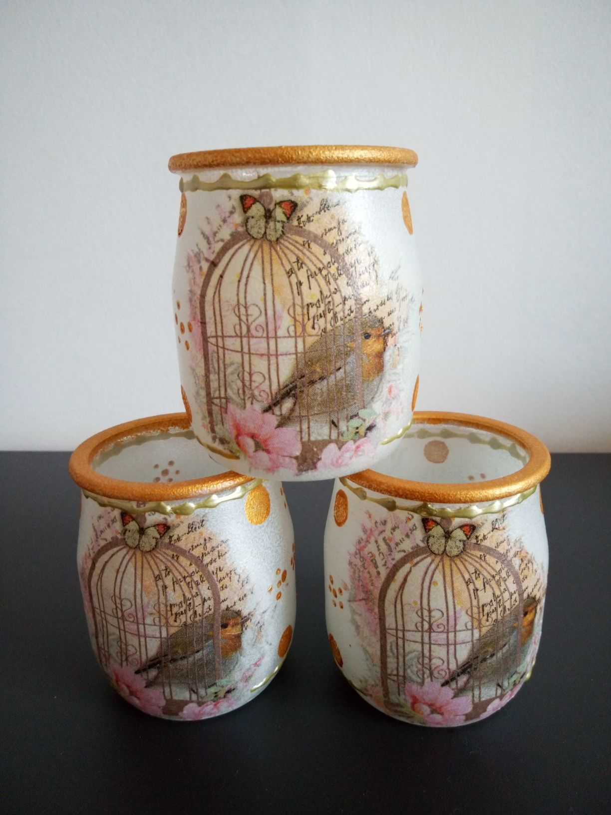 Lampiony decoupage, małe , ręcznie robione