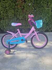 Rower Rowerek Dziecięcy z Kółka Boczne dla dziewczynki 16 cali różowy