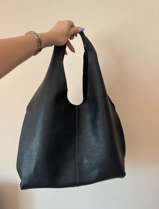 Czarna torebka shopper 2w1 ekoskora jesien 2025