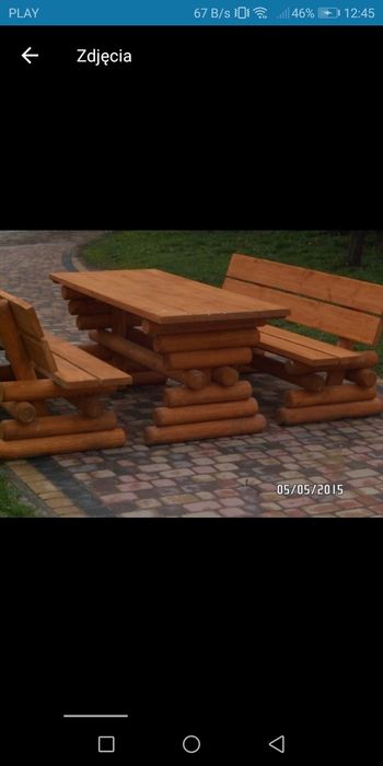 Meble ogrodowe. Stół, ławki.
