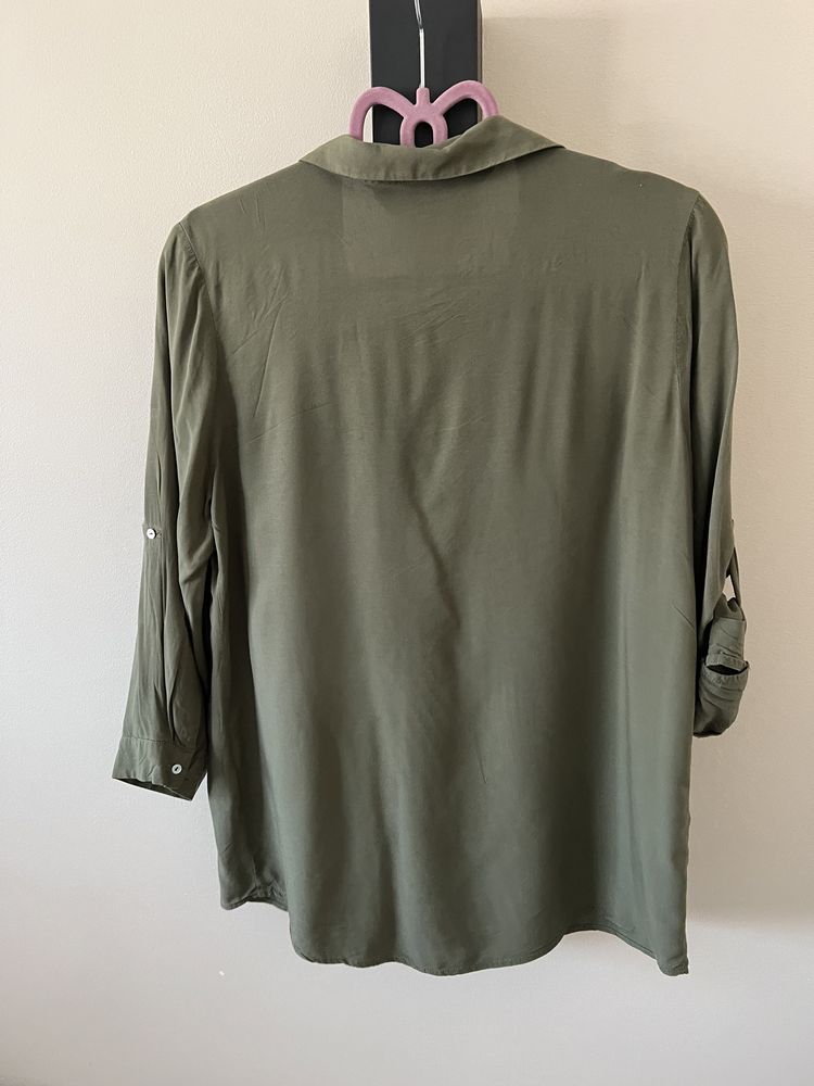Mohito luźna bluzka koszula oliwkowa khaki zielona z wiskozy r. 38