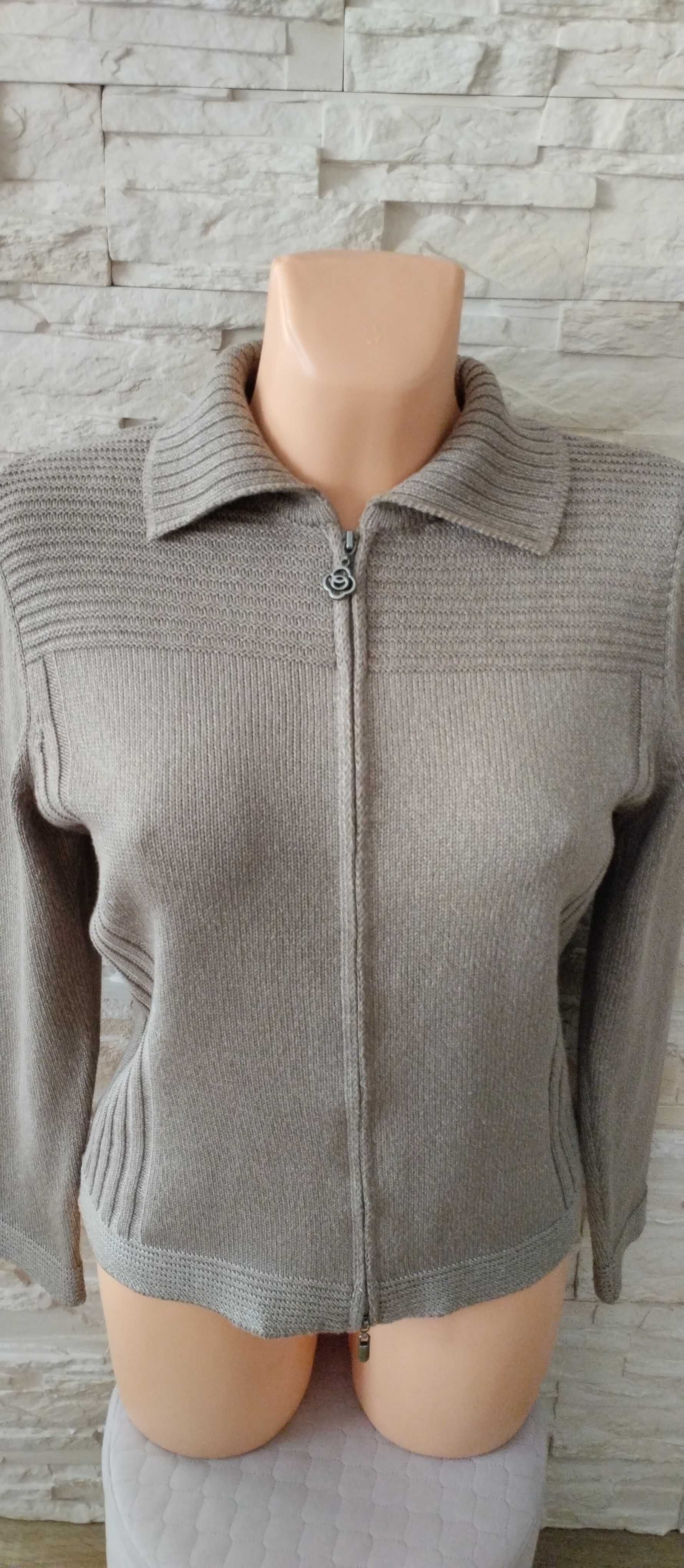 Sweter rozpinany kardigan damski na zamek beżowy M/38 Olsen