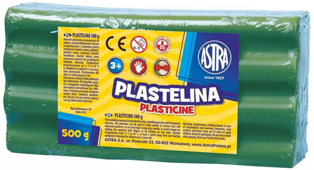 Plastelina 500 g, zielona. Astra