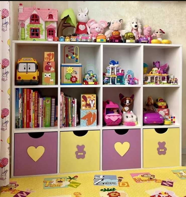 Стелаж для іграшок і книг на 12 комірок, для дитячої кімнати