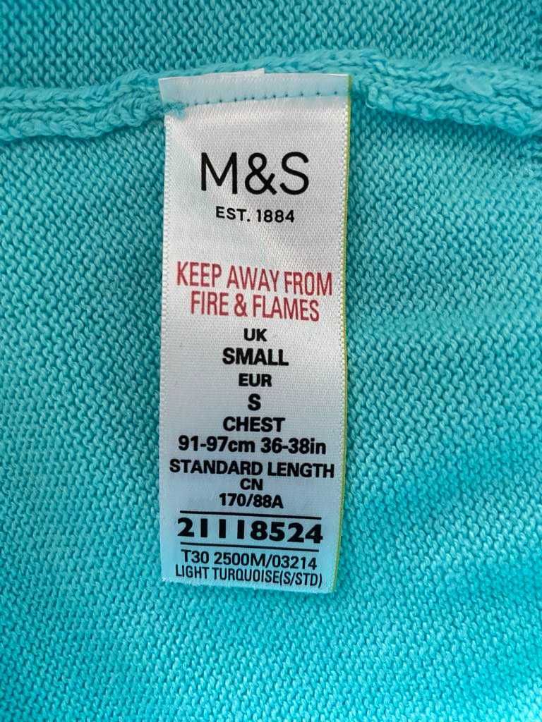 M & S Pulower swetr sweter niebieski 100 % bawełna eur S