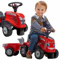 Traktorek Baby Massey Ferguson Czerwony z Przyczepką + akc. Od 1 roku